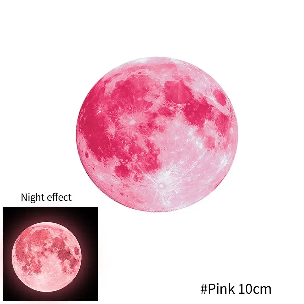 sticker mural lumineux lune étoiles bleu vert rose chambre enfants décoration maison moderne adhésif