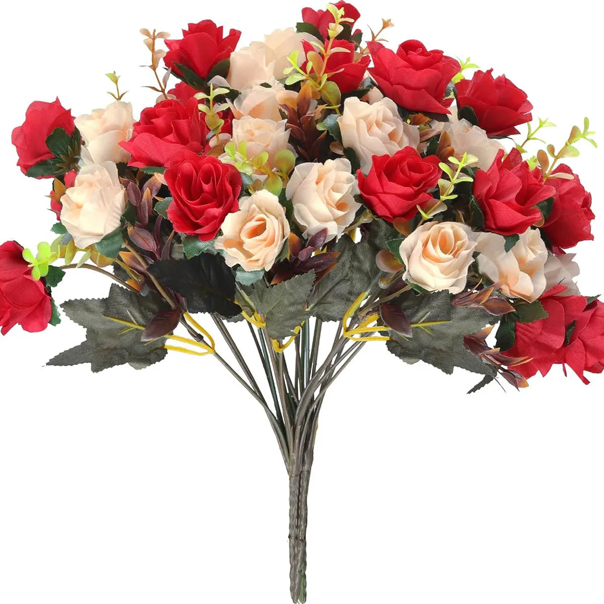 décoration maison bouquet fleurs artificielles rouge crème bleu vert extérieur champêtre