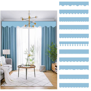 rideau décoratif plissé tissu uni opaque bandeau motif moderne différents couleurs bleu clair beige