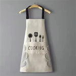 tablier cuisine noir gris cuillères dorées cooking poches moderne pratique imperméable résistant