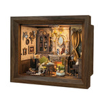 miniature salon bois classique fauteuils tapis rideaux horloge décoration cadeau anniversaire adulte