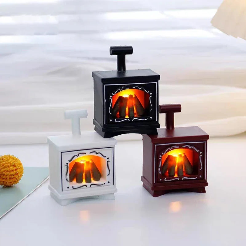 miniature cheminée feu bois veilleuse deco table led rouge noir blanc