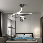 suspension lumineuse moderne minimaliste spirale sphère texturée noir blanc led chambre salon