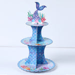 supports gâteaux sirène thème océan couleurs violette bleu verte rose figurines poissons coraux
