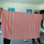 serviette plage coton rayée bleu clair rose vert moderne rapide absorption machine