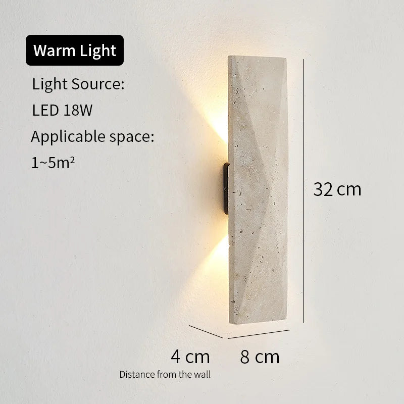 applique murale moderne pierre gris clair aspect granitique led chambre entrée étude interrupteur bouton