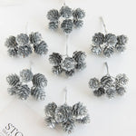 décoration festive cônes pin artificiels argenté doré rose pâle extérieur mariage noël
