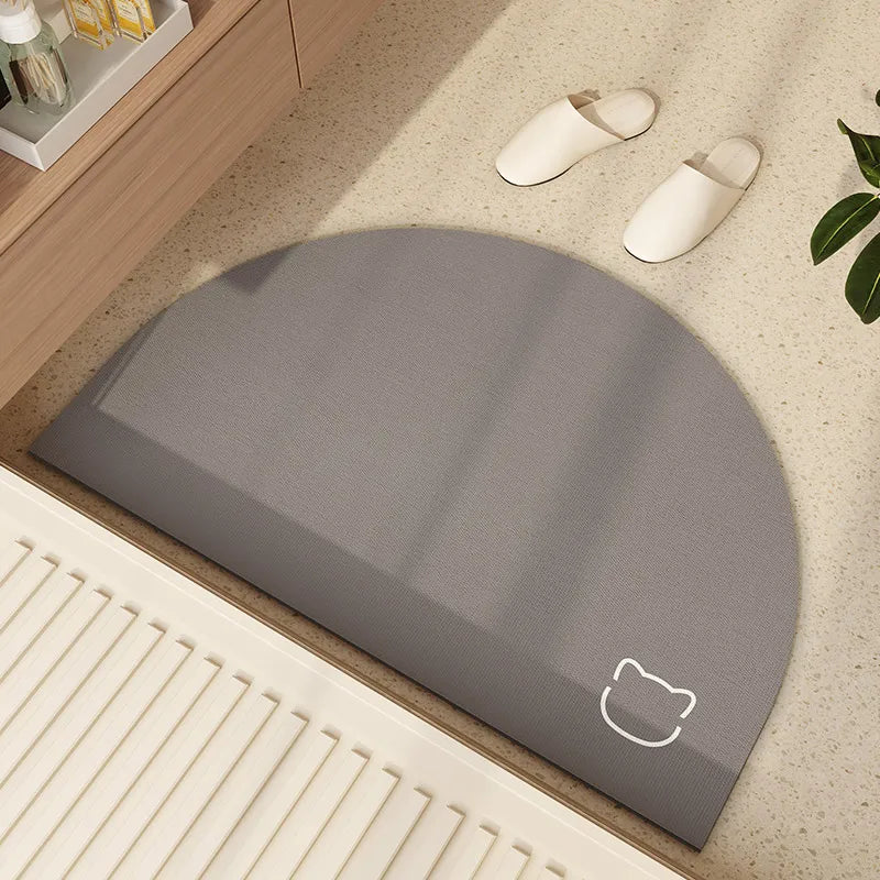 tapis sol beige clair rayures horizontales moderne salle bain absorbant séchage rapide antidérapant