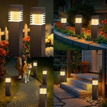 lumière solaire led moderne noire rayures horizontales ip65 étanche patio jardinextérieur