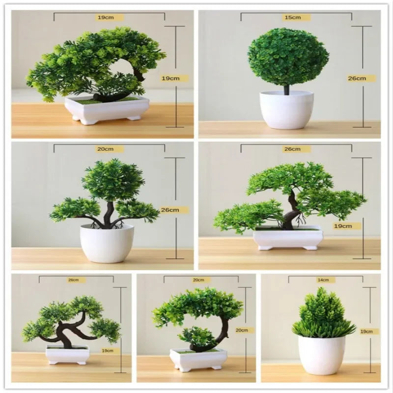 plante artificielle bonsaï miniature pot blanc décoration intérieur jardin maison vert