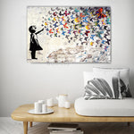 tableau abstrait enfant papillons colorés moderne sans cadre chambre salon chambre enfant