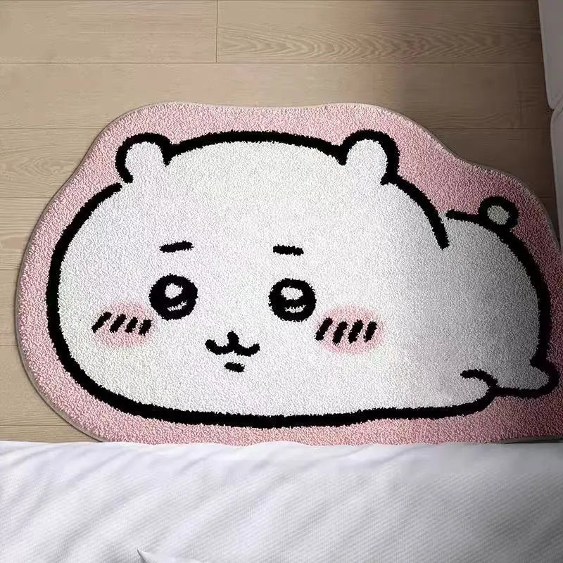 tapis sol peluche chambre fille dessin animé blanc rose bleu noir mignon cartoon personnage