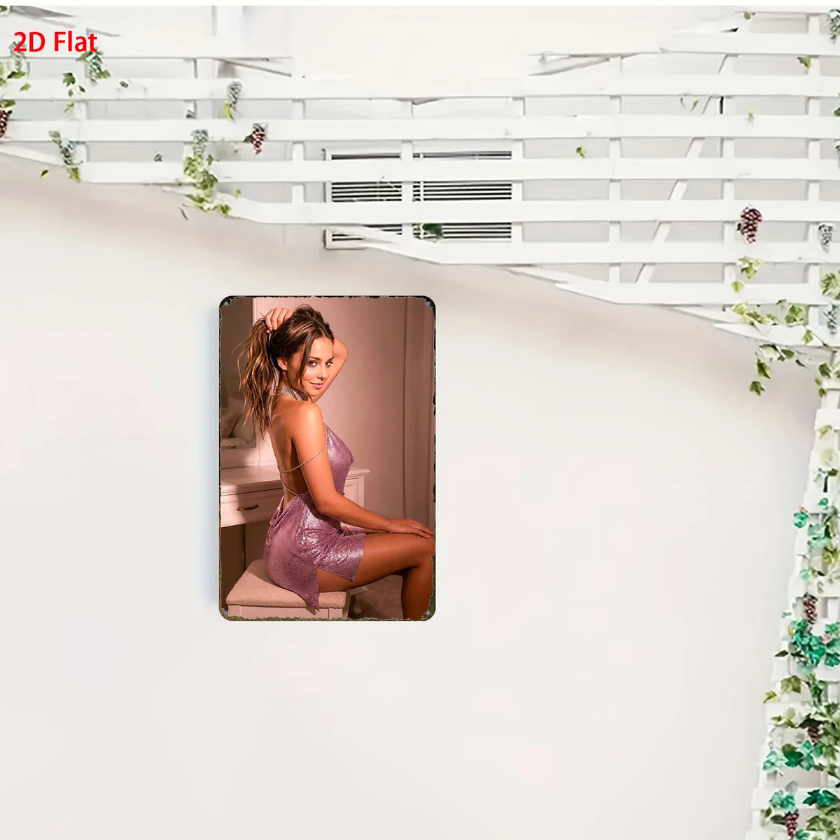 panneau decoratif metal femme moderne argenté rose beige gris fixations deco murale glamour