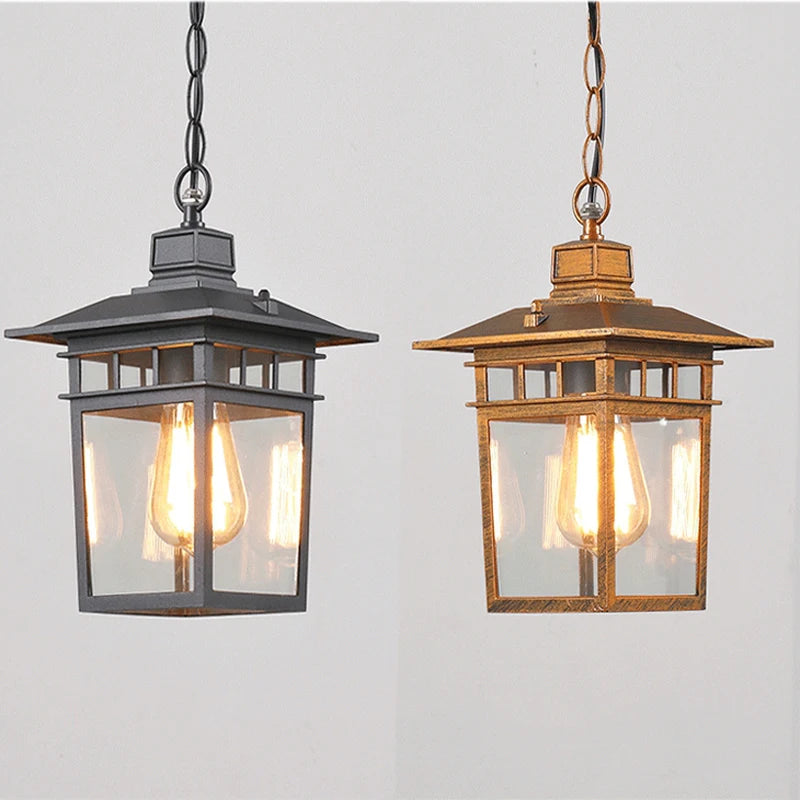 lampe suspendue pendentif noir bronze transparent classique salon chambre étanche antirouille