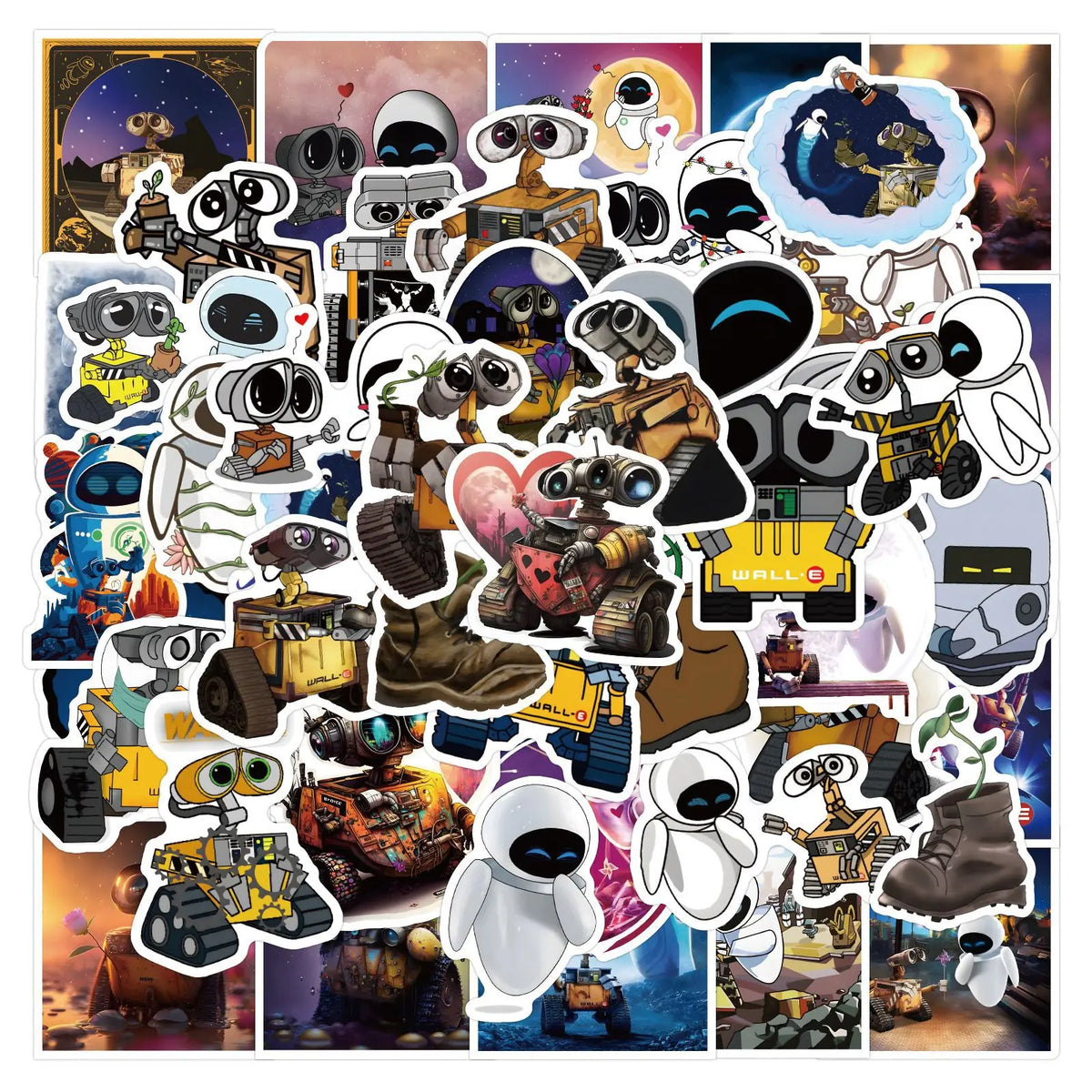 stickers disney multicolores dessins animés robots coeurs paysages spatiaux adhésifs collection enfants portable téléphone