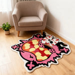 tapis dessin animé polyester antidérapant moderne rose noir blanc orange