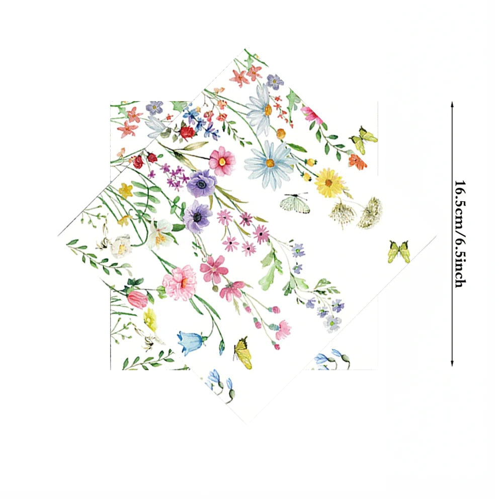 serviettes papier fées forêt enchantée anniversaire mariage baptême noël enfantin illustration fleurs coeurs