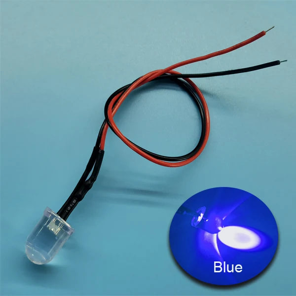 Diodes led rouges bleues vertes transparentes pré câblées 12V ronde modernes 20cm
