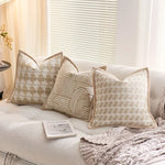 coussins décoratifs géométriques moderne beige crème jacquard fixés maison voiture