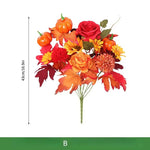 décoration intérieure bouquet fleurs artificielles automnales orange rouge vert noël halloween rustic