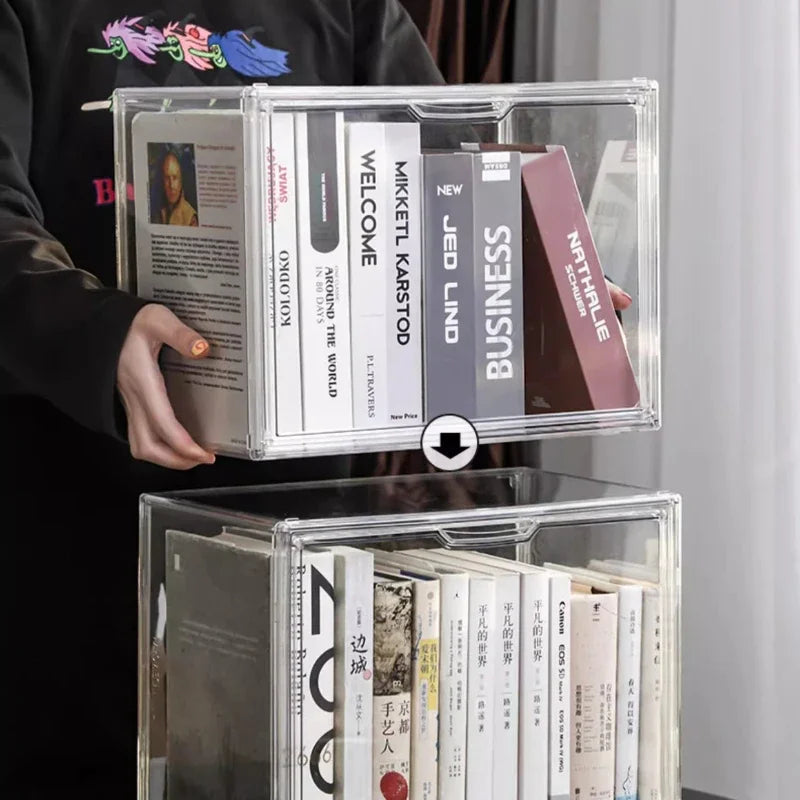 boîtes rangement transparentes modernes minimalistes livres vinyles sacs figurinesXL XXL