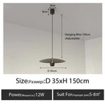 luminaire suspendu moderne minimaliste noir blanc abat jour disque élément décoratif câble fixation flux
