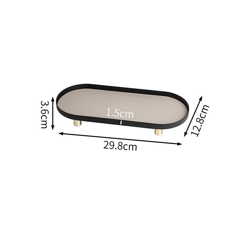 plateau ovale moderne plateau rangement métal couleur beige doré matériau mat opacité vis dorées