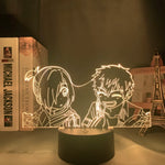 lampe table led transparente moderne illustration 3d personnages embrassant détails valises accessoire base solide