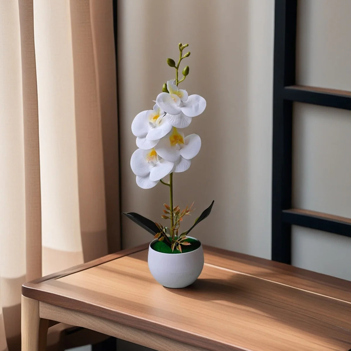 Décoration intérieure orchidée artificielle pot blanc violette bleue blanche minimaliste moderne