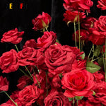 décoration extérieure mariage bouquet roses artificielles soie rouge classique anniversaire événementextérieur