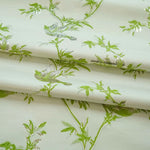 tissu brocart vert feuilles branches oiseaux motifs decoratifs polyester large 150cm variable opacity floral