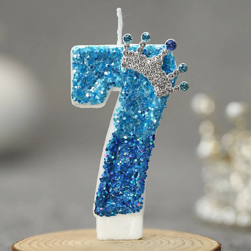 bougies chiffre pailletées bleu clair bleu foncé anniversaire décoration festive números personnalisables