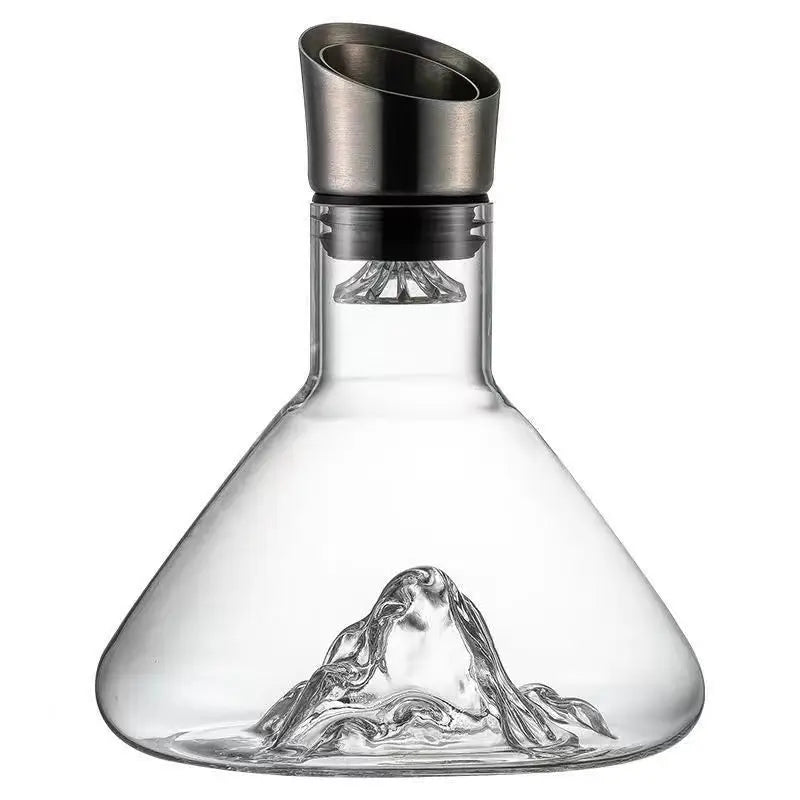 carafe vin transparente montagne dorée moderne 1,5 litre aérateur intégré