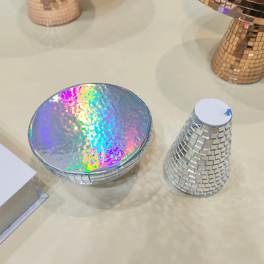 Lampe champignon disco miroir kaki foncé