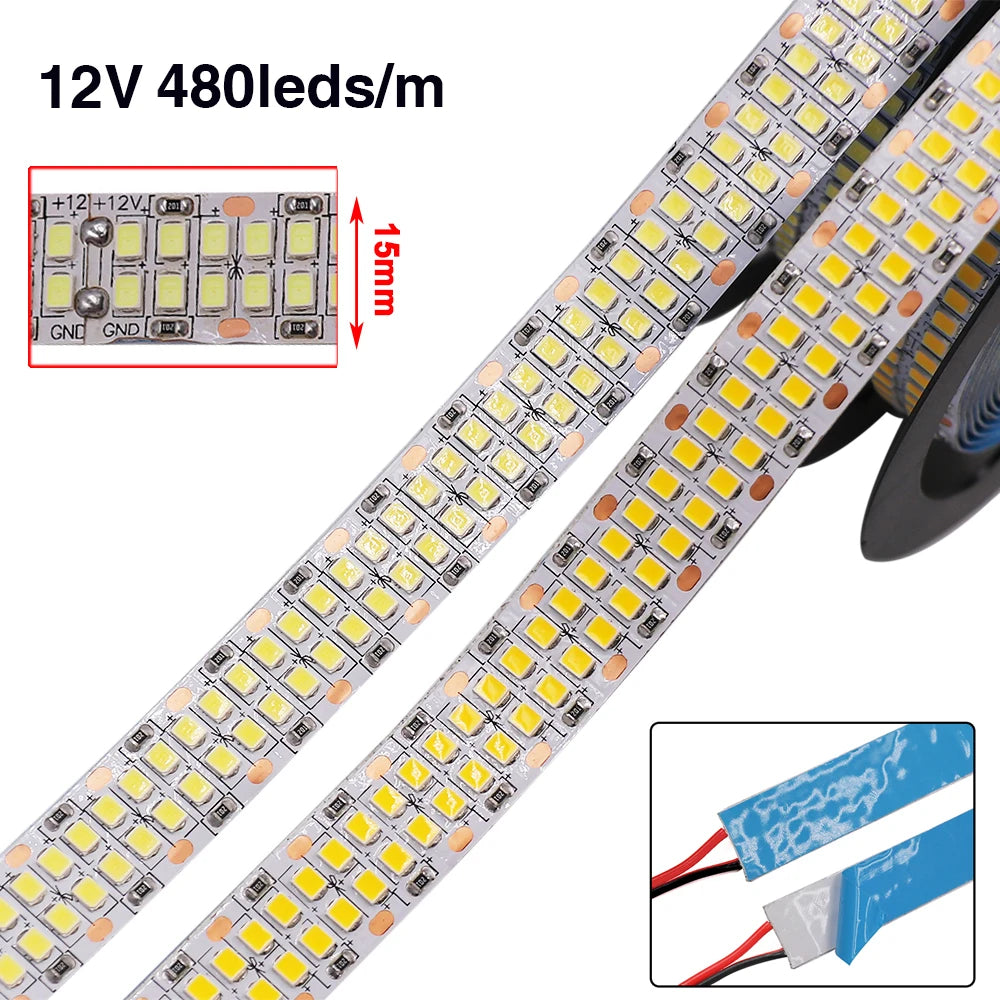 ruban led adhésif 12v blanc chaud naturel moderne ip67 waterproof 624leds/m
