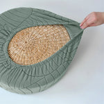 housse coussin rond motif feuilles gris moderne extérieur salon décoration fixations polyestère machine