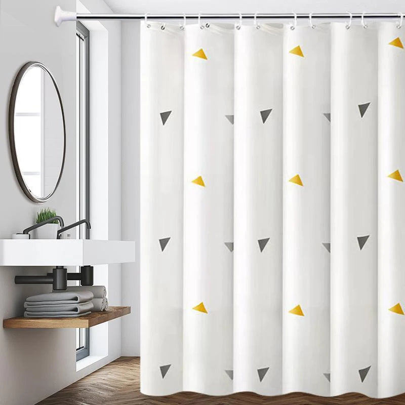 rideau douche moderne opacité bulles triangles blanc bleu vert jaune