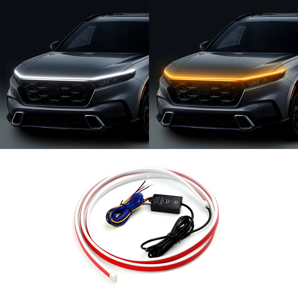 barre lumineuse voiture rouge blanche rayures horizontales adhésif moderne étanche ip66 led clignotante 12v