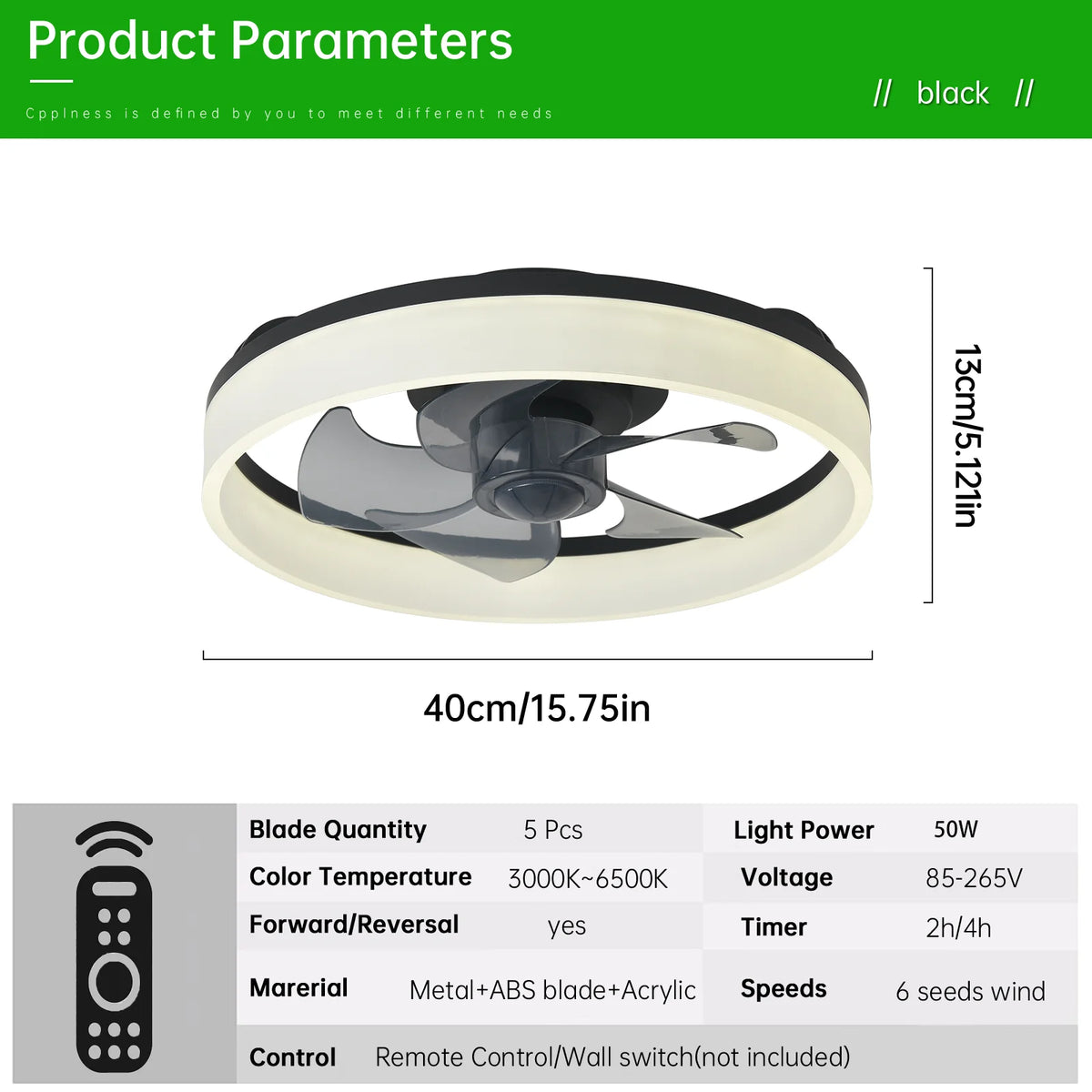 ventilateur led moderne blanc télécommande lumineuse chambre coucher étude salle manger