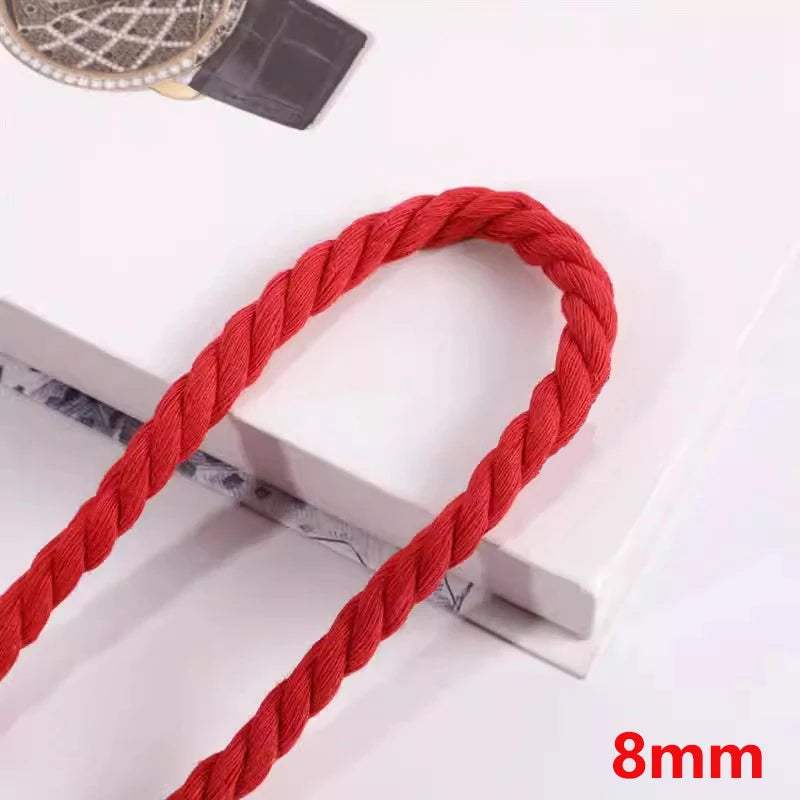 cordon coton torsadé rouge 12 20mm longueur 10mètres décoration sacs robuste écologique