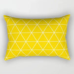 taies d'oreiller géométriques jaunes blanches modernes polyester 30x50cm minimaliste coussins rectangulaires motifs triangles losanges