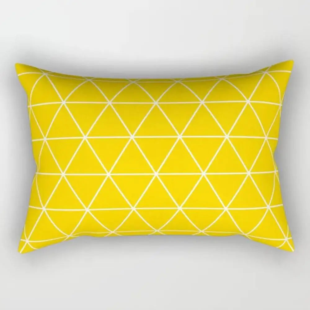 taies d'oreiller géométriques jaunes blanches modernes polyester 30x50cm minimaliste coussins rectangulaires motifs triangles losanges