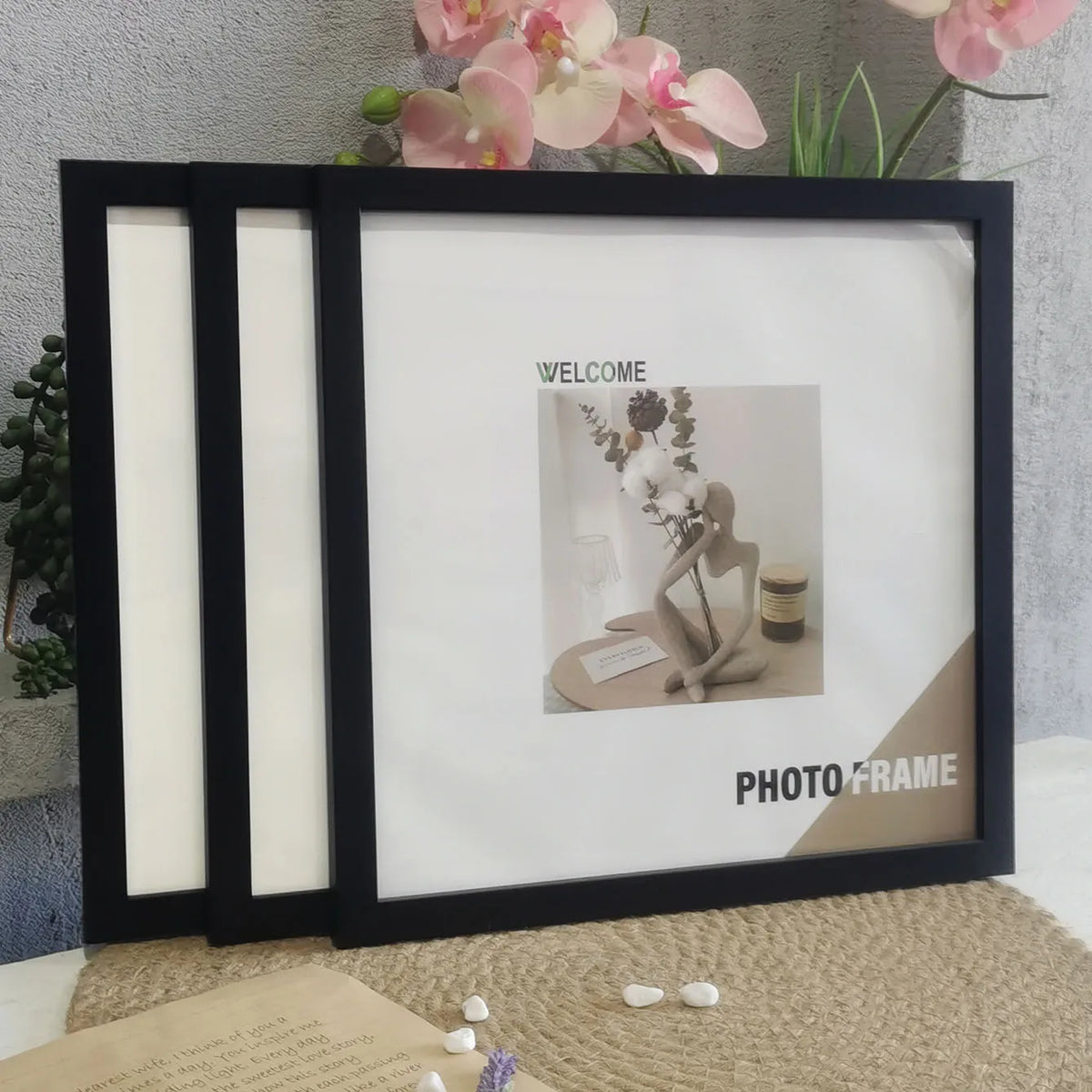 cadres photo modernes noir blanc bois 15x15cm 20x20cm 25x25cm 30x30cm mur