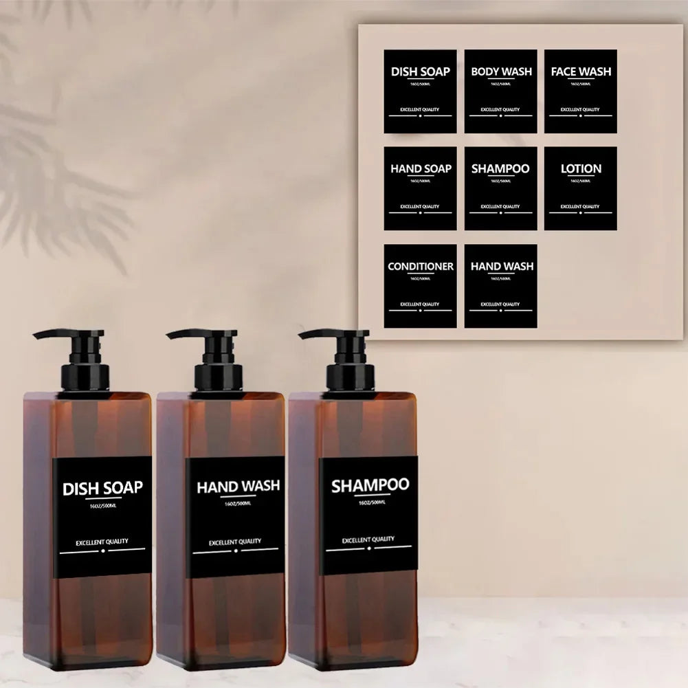 flacons savon liquide noir vert transparent moderne minimaliste rechargeables salle bain cuisine