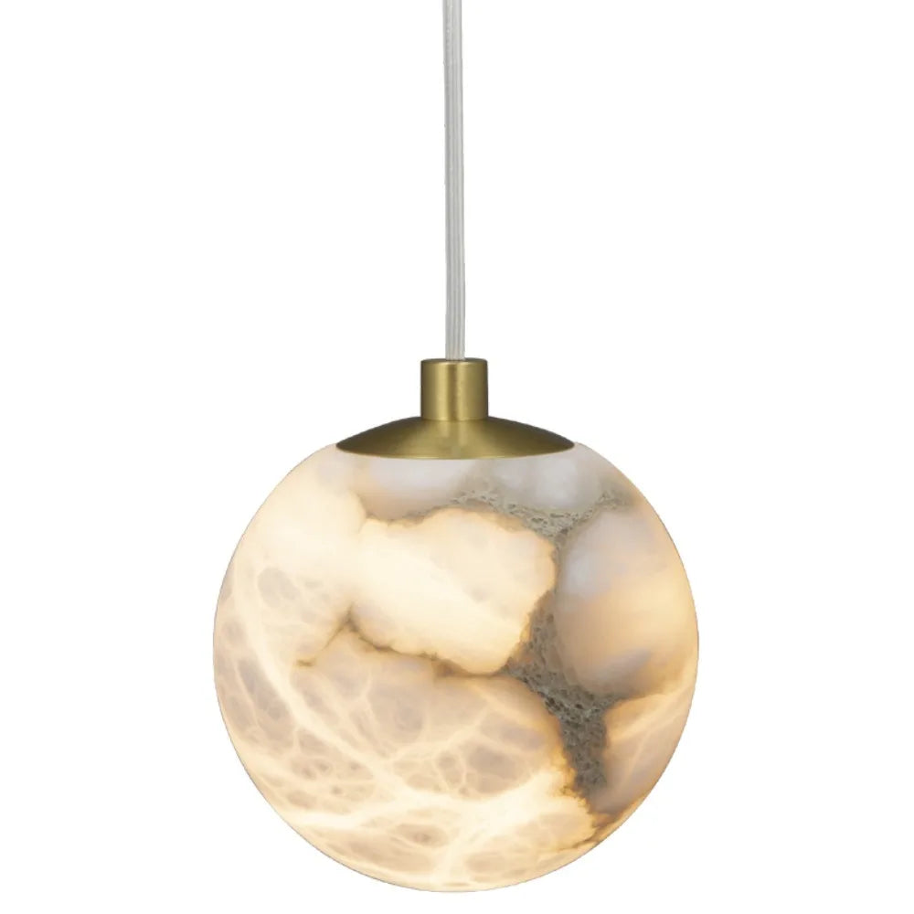 Suspension lumineuse marbre blanc crème veines modernes LED translucide chambre salon
