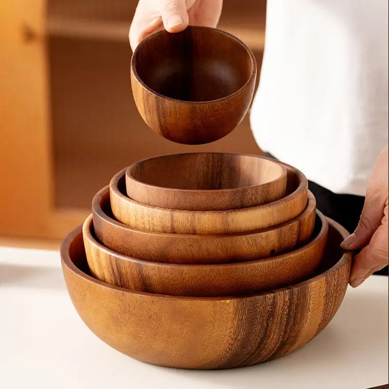 bol bois marron rayures naturelles traditionnel sans fixation durable cuisine