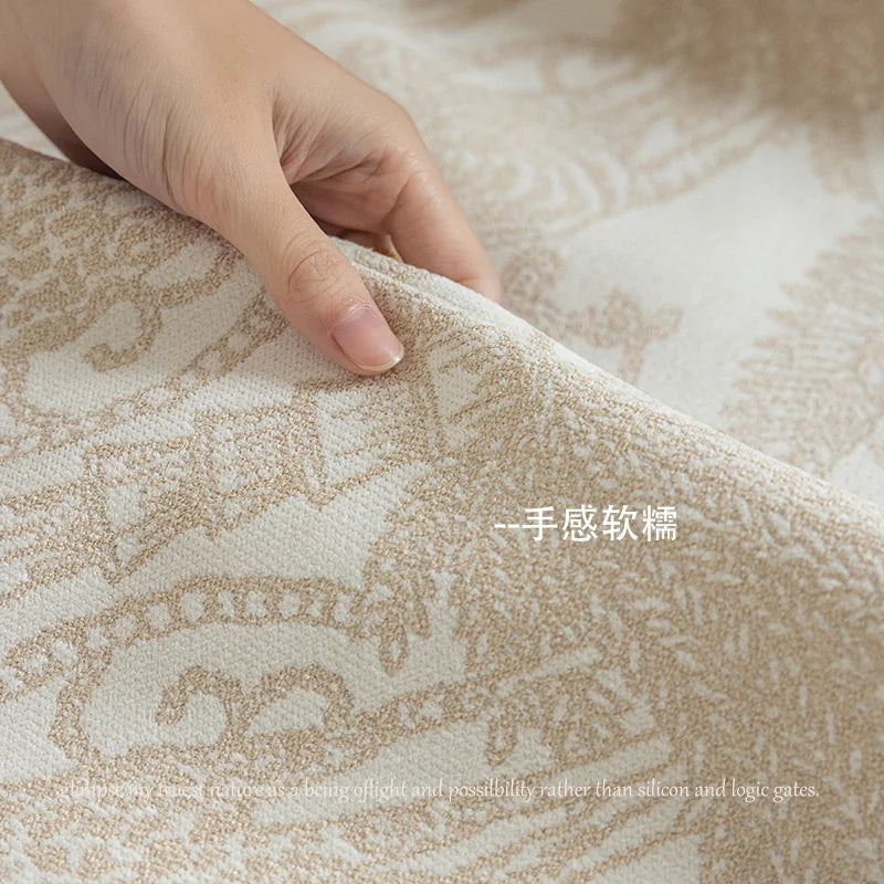 rideau beige floral brodé classique romantique salon chambre maison tissu épais opaque