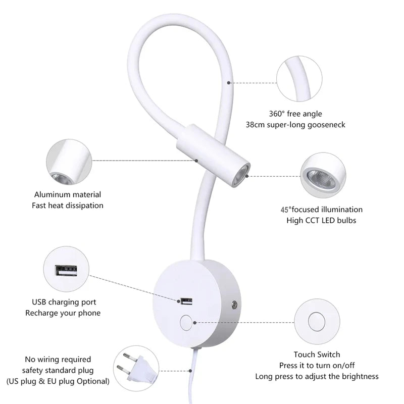 Lampe de chevet blanche allumée en ambiance chaleureuse pour lecture