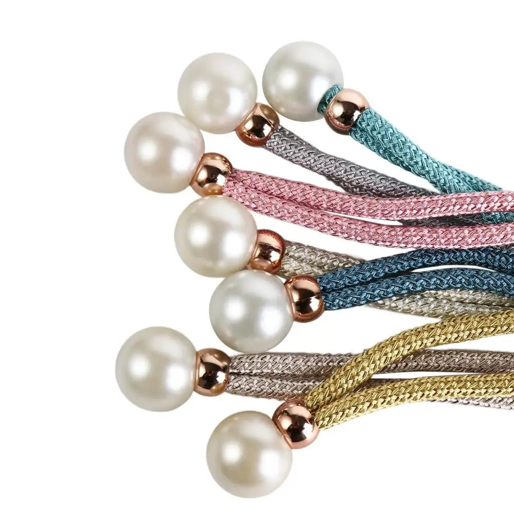 bracelets rideau moderne métal doré blanc rose bleu gris tissé fixations boules