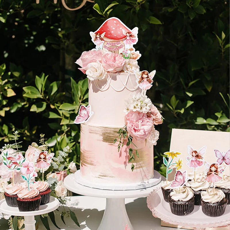 décorations gâteau cupcakes fées papillons fleurs mariage anniversaire baptême révélation sexe MADAM FAIRY PARTY